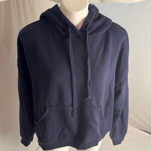 Aerie navy distressed soft front pocket hoodie